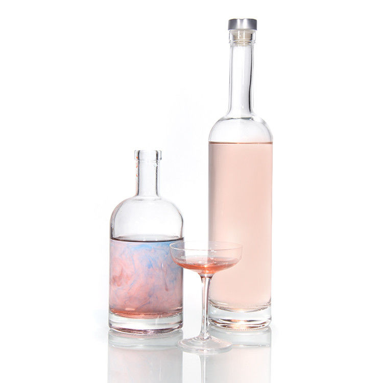 Botellas de vodka de base pesada de 12 oz preparadas para botellas de licor de cristal bordeaux de 750 ml