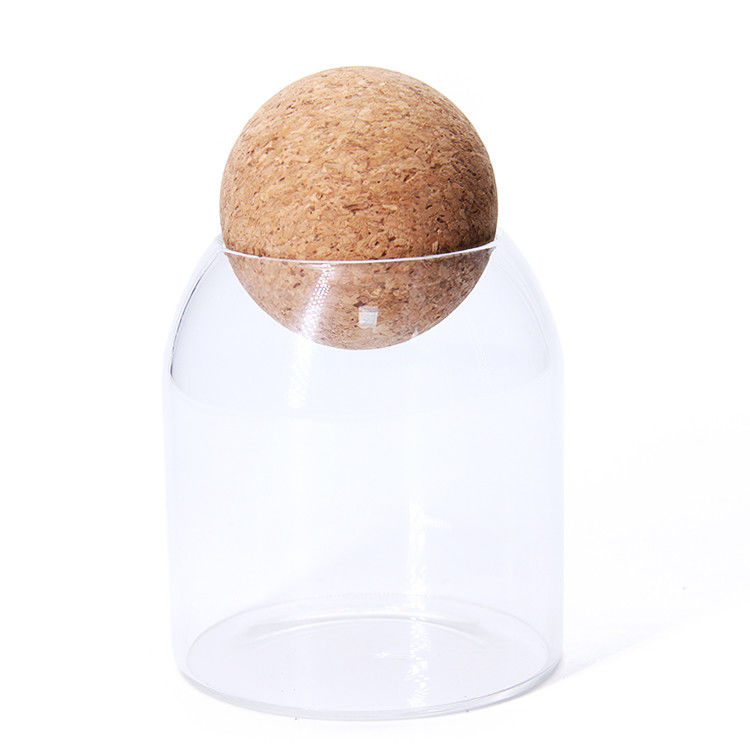 Personalizado personalizado 500 ml de aire hermético alta borosilicato sello olla con tapa de corcho
