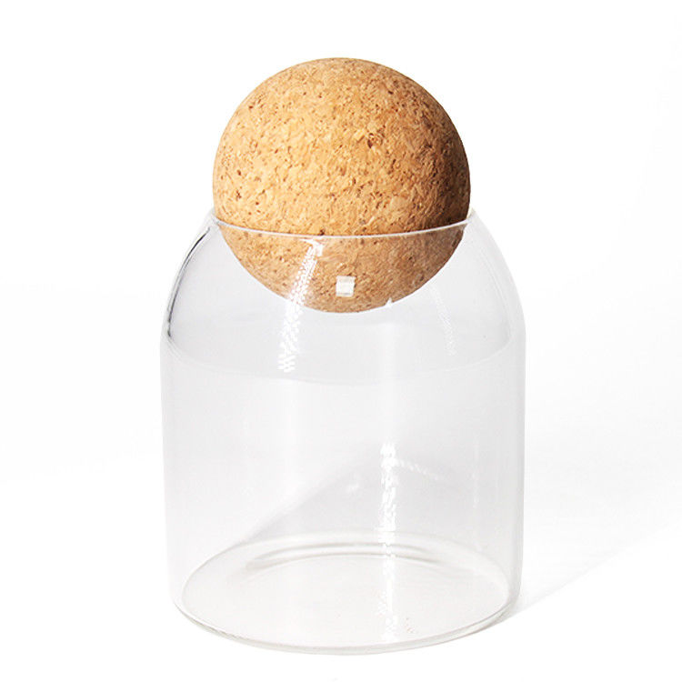 Personalizado personalizado 500 ml de aire hermético alta borosilicato sello olla con tapa de corcho