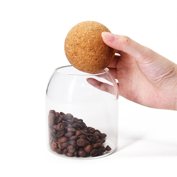 Personalizado personalizado 500 ml de aire hermético alta borosilicato sello olla con tapa de corcho