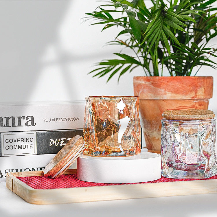 Diseño de lujo personalizado de encaje de metal decoración decoración portavelas rosa oro vela perfumada frasco de vidrio