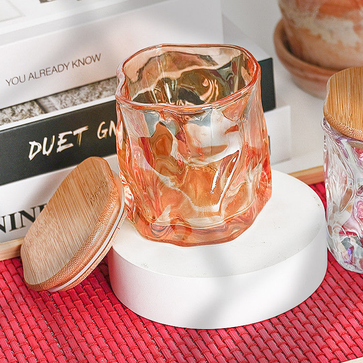 Diseño de lujo personalizado de encaje de metal decoración decoración portavelas rosa oro vela perfumada frasco de vidrio