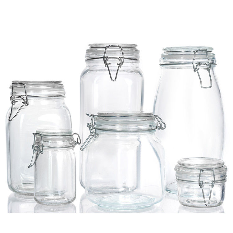 Jarrón de guisantes de confitura de boca ancha personalizado 300ml 500ml 750ml Jarrón de vidrio hermético de alimentos con tapa de tapa