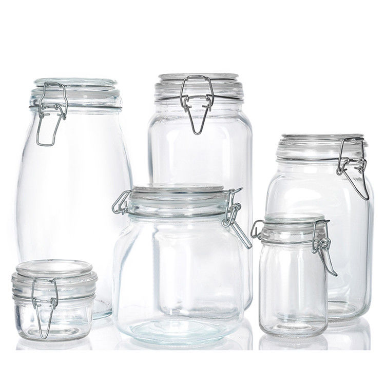 Jarrón de guisantes de confitura de boca ancha personalizado 300ml 500ml 750ml Jarrón de vidrio hermético de alimentos con tapa de tapa