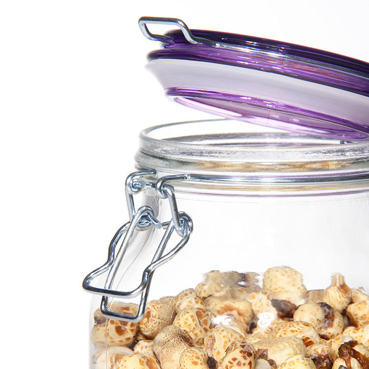 Envase de vidrio de venta al por mayor Especias claras Café galleta de vidrio Jar de vidrio de almacenamiento de alimentos Jar con tapa de vidrio de sello