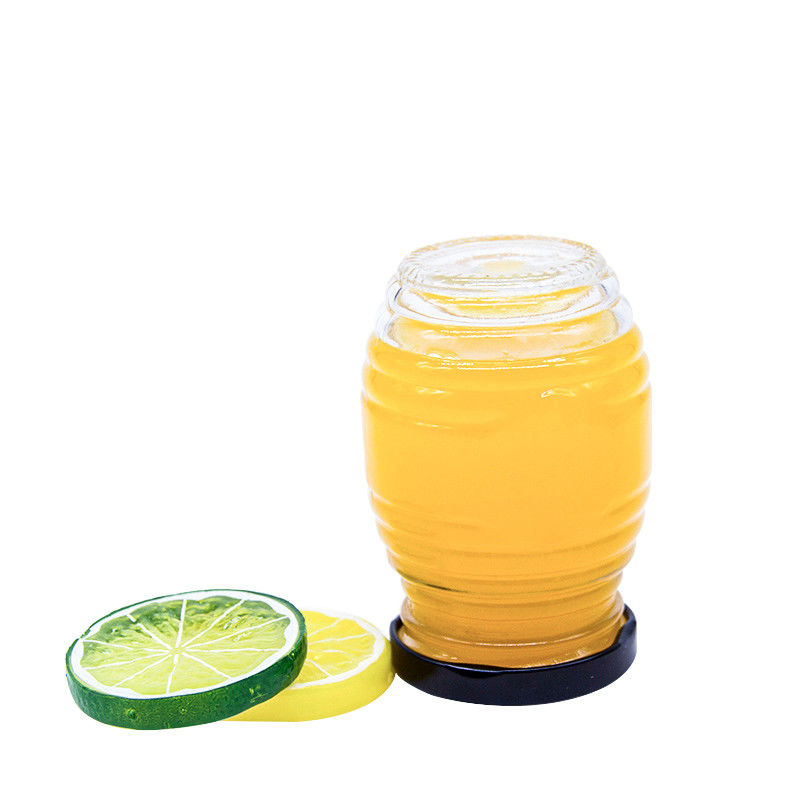 Personalizado 2 oz 3 oz 100 ml 500 ml 1000 ml Vidrio transparente Jarrón de miel con tapa de metal