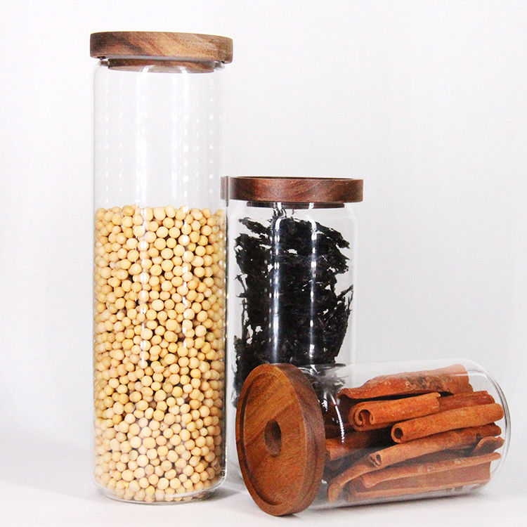 Jarrón de almacenamiento de vidrio de alimentos decorativos de alta calidad para guardar chocolate café dulces con corcho