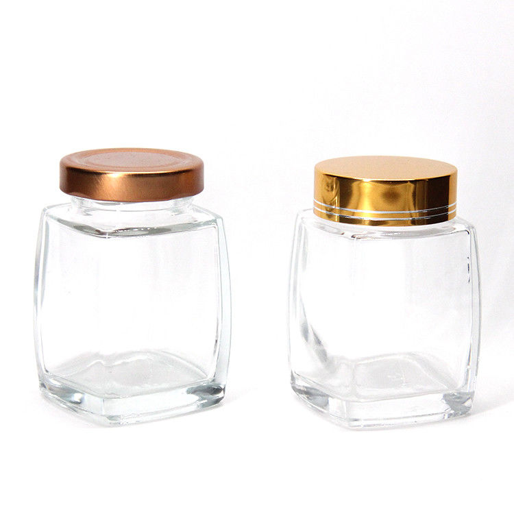 Grado alimenticio 220Ml 280Ml 380Ml 500Ml Vintage Te Quilted Canister Miel Jar de vidrio con tapa de la bolsa