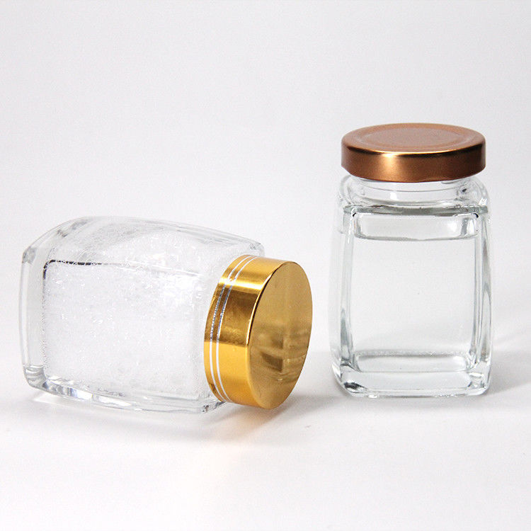 Grado alimenticio 220Ml 280Ml 380Ml 500Ml Vintage Te Quilted Canister Miel Jar de vidrio con tapa de la bolsa