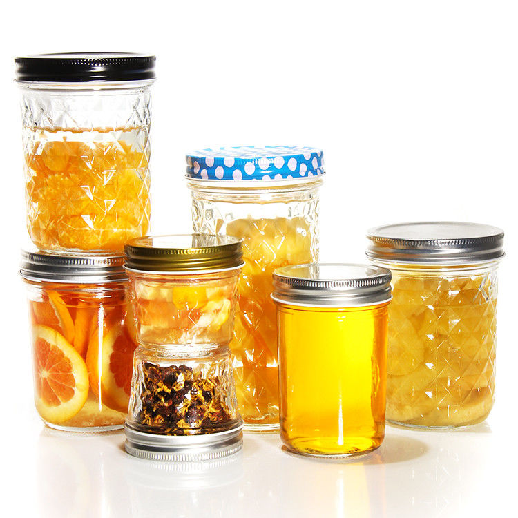 Nuevo diseño de forma redonda transparente de vidrio de mermelada de picles Jar de vidrio para el almacenamiento