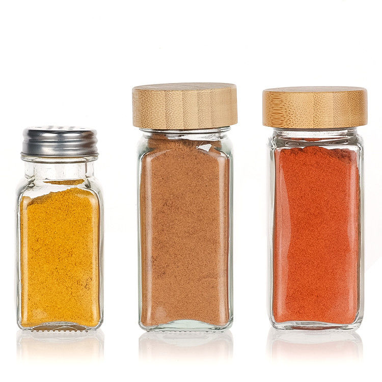 Jarrones de especias de vidrio Botellas de almacenamiento con embudo plegable Herramienta de cocina Bbq Herramientas de hierbas y especias