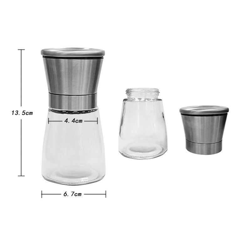 Top Quality 2 oz 4 oz Condimentos Pimienta Shaker Redondo 4 oz Especias Jarrón de vidrio con tapa de metal