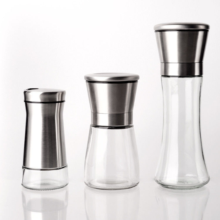 3.5 oz 100 ml Accesorios de cocina Condimento Vidrio Concha de especias Conjunto para azúcar Sal Pimienta