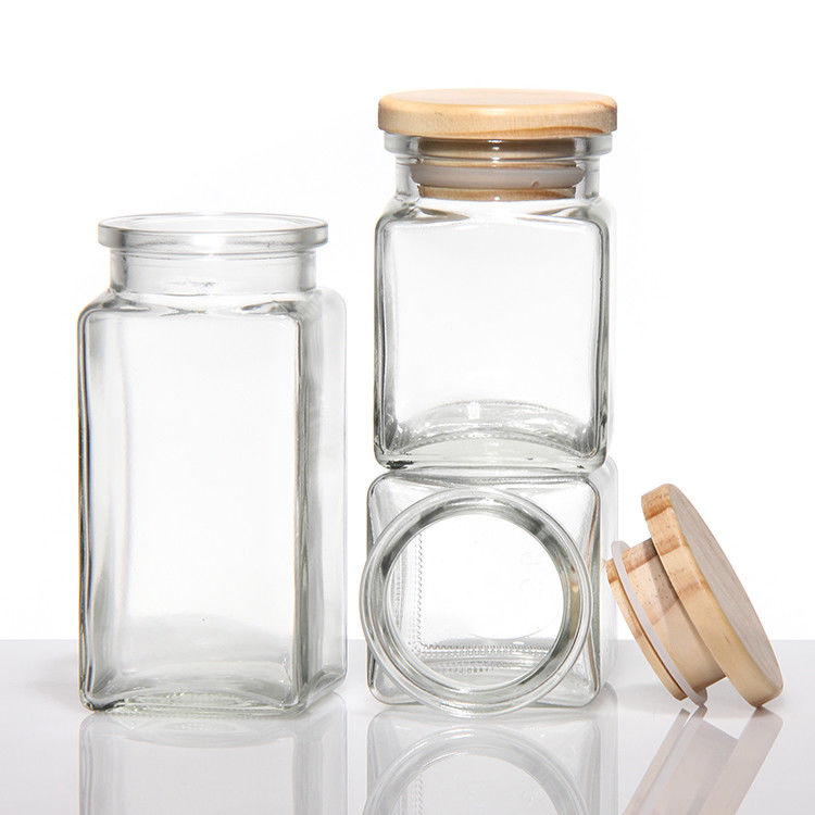 Botellas de especias 4 oz Jar de vidrio vacío con etiquetas Jarrones de organizador de condimentos con tapa de bambú
