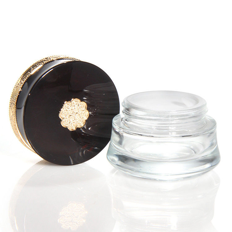 Cosméticos Crema facial Jar de vidrio 50ml Y embalaje de vidrio Botella redonda de vidrio congelado Calidad personalizada 5g 10g 15g