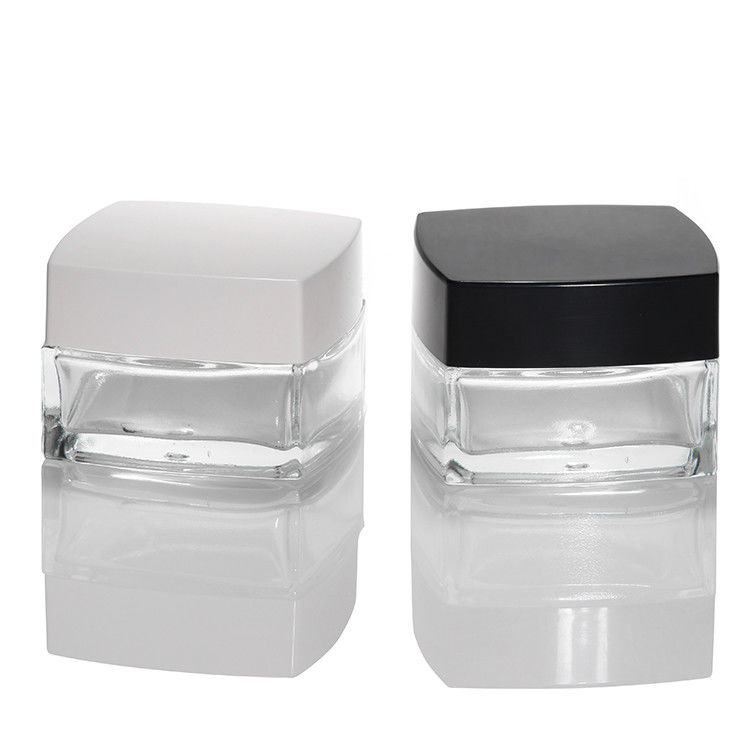 Embalaje de la botella de cosmética vacía 30 ml 50 ml 100 ml Vidrio mate Jarrón de crema para el cuidado de la piel con tapa blanca y negra