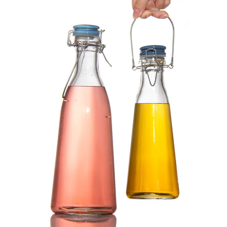 Botella de vidrio vacía de 250 ml 500 ml 750 ml con tapa rápida para bebidas zumo cerveza vodka whisky