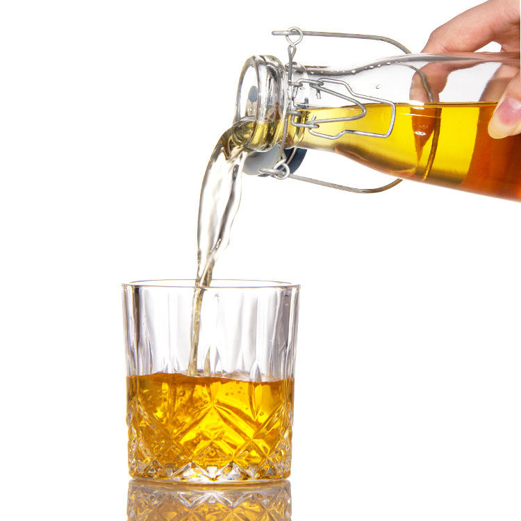 Botella de vidrio vacía de 250 ml 500 ml 750 ml con tapa rápida para bebidas zumo cerveza vodka whisky