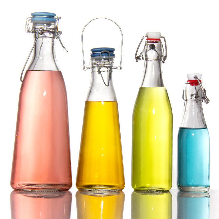 Botella de vidrio vacía de 250 ml 500 ml 750 ml con tapa rápida para bebidas zumo cerveza vodka whisky