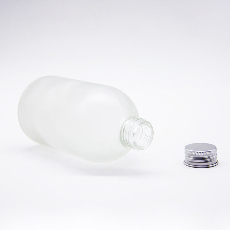 Flasca de vidrio de 200 ml de vidrio plano botellas de jugo de café con tapa de aluminio