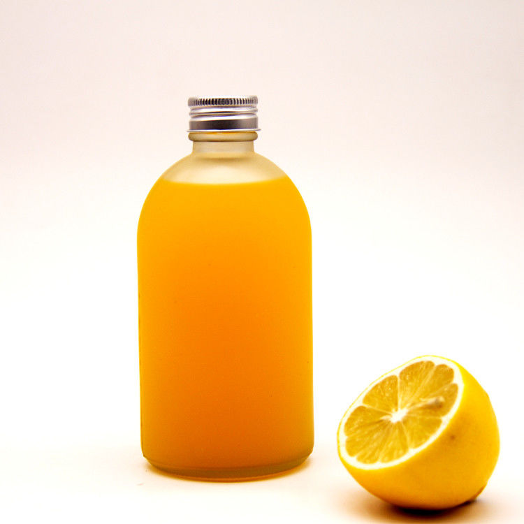 Flasca de vidrio de 200 ml de vidrio plano botellas de jugo de café con tapa de aluminio