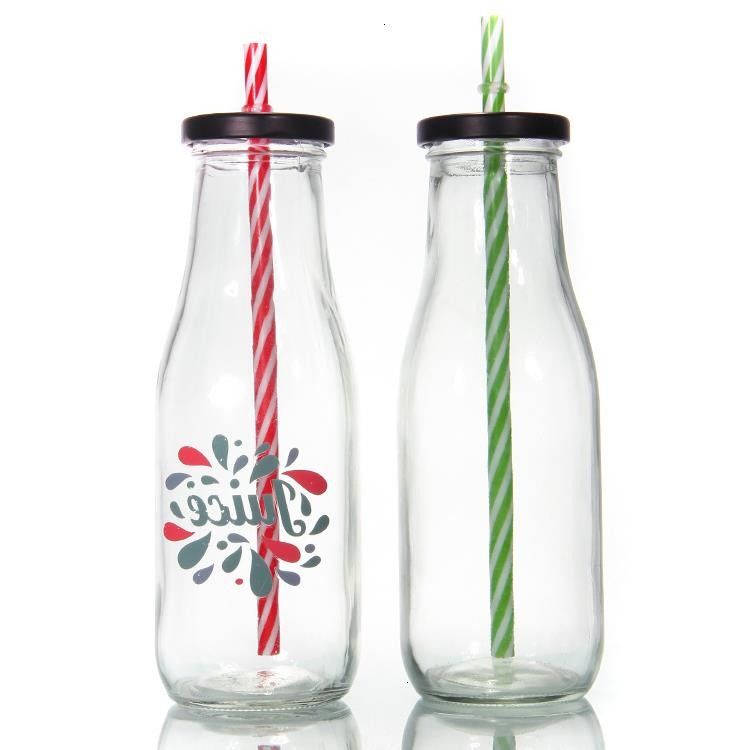 Botellas de leche fresca de vidrio para bebidas heladas