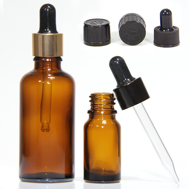 Lujo 1 oz 2 oz 20ml 30ml 50ml Cosmético vacío de hombro plano suero de aceite esencial botella de vidrio goteador