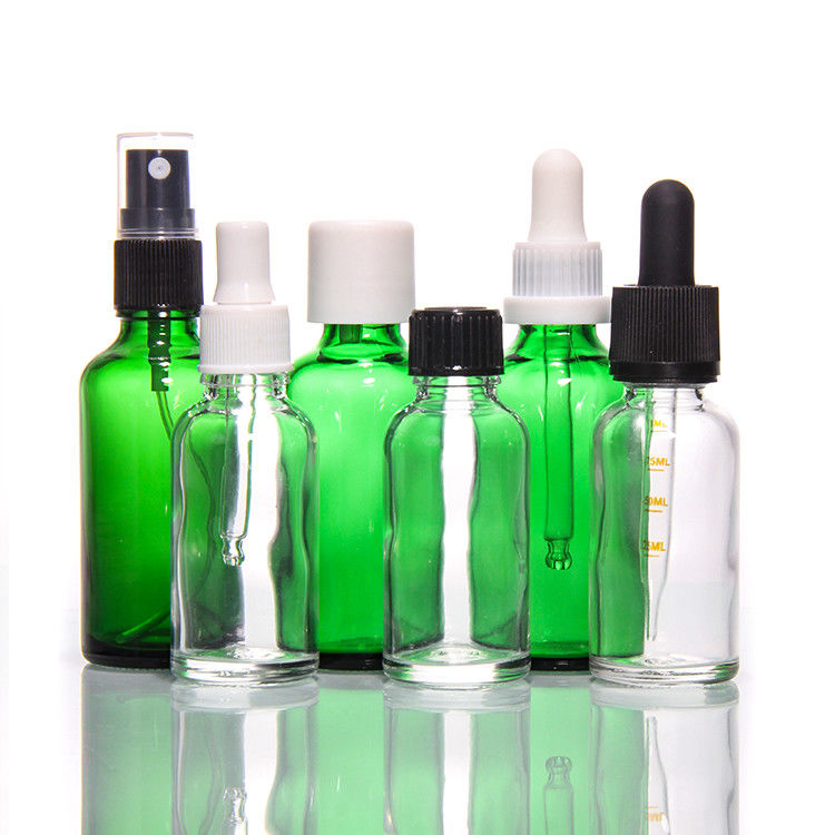 Lujo 1 oz 2 oz 20ml 30ml 50ml Cosmético vacío de hombro plano suero de aceite esencial botella de vidrio goteador