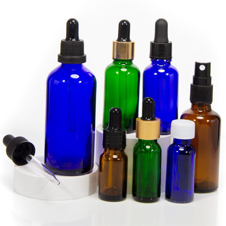 Lujo 1 oz 2 oz 20ml 30ml 50ml Cosmético vacío de hombro plano suero de aceite esencial botella de vidrio goteador