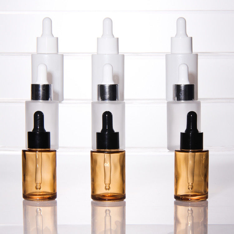Botella de suero de aceite facial de vidrio congelado de 15 ml y 30 ml vacía Embalaje Bomba de vidrio Botella de goteador de aceite de suero cosmético