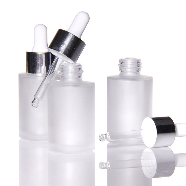 Botella de suero de aceite facial de vidrio congelado de 15 ml y 30 ml vacía Embalaje Bomba de vidrio Botella de goteador de aceite de suero cosmético