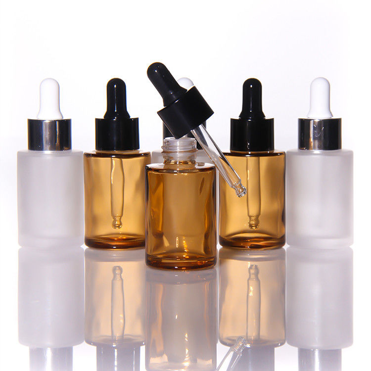 Botella de suero de aceite facial de vidrio congelado de 15 ml y 30 ml vacía Embalaje Bomba de vidrio Botella de goteador de aceite de suero cosmético