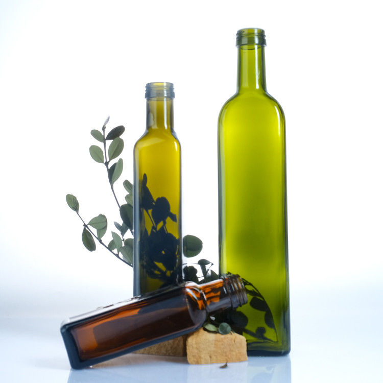 Botella de aceite de oliva vacía con tapa 250ml 500ml 750ml 1l Botella de vidrio cuadrada clara para aceite de oliva