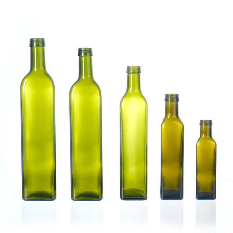 Botella de aceite de oliva vacía con tapa 250ml 500ml 750ml 1l Botella de vidrio cuadrada clara para aceite de oliva