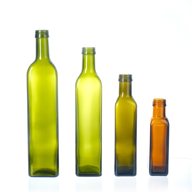 Botella de aceite de oliva vacía con tapa 250ml 500ml 750ml 1l Botella de vidrio cuadrada clara para aceite de oliva