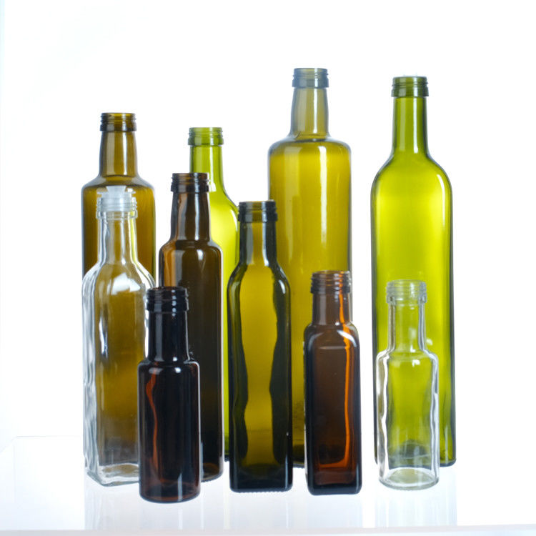 Botella de aceite de oliva vacía con tapa 250ml 500ml 750ml 1l Botella de vidrio cuadrada clara para aceite de oliva