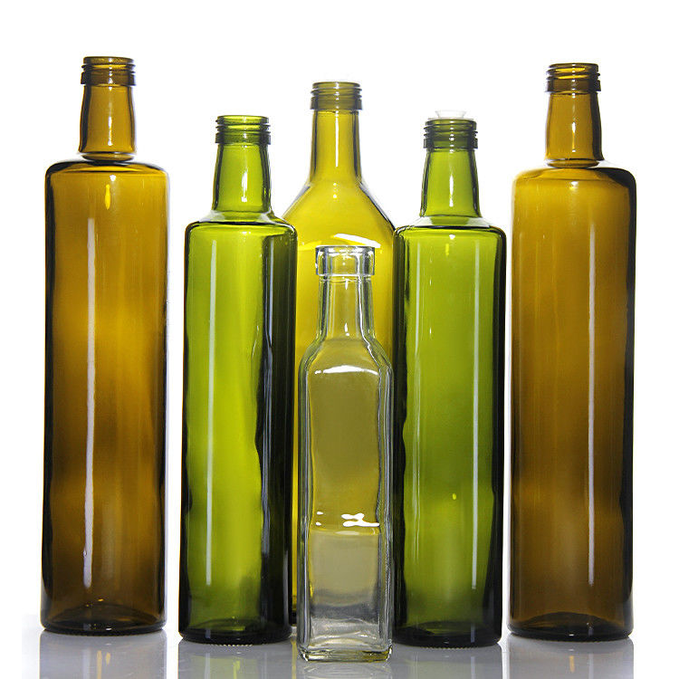 Botellas de vidrio de aceite de oliva planas de 500 ml y 750 ml cuadrados con corcho o tapa de tornillo