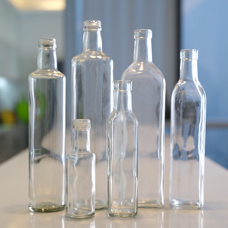 Grado alimenticio 250 ml 500 ml 750 ml Botellas de vidrio de aceite de oliva de Marasca redondo transparente con tapa