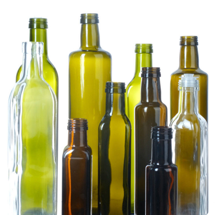 Grado alimenticio 250 ml 500 ml 750 ml Botellas de vidrio de aceite de oliva de Marasca redondo transparente con tapa