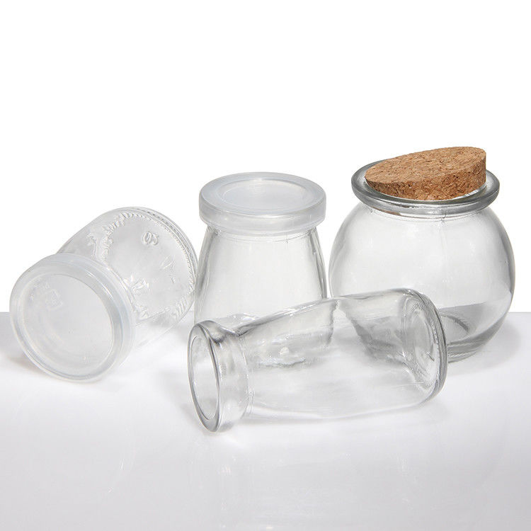 100 ml 200 ml mini redondo cristal claro leche yogur pudín tarro con tapones de madera