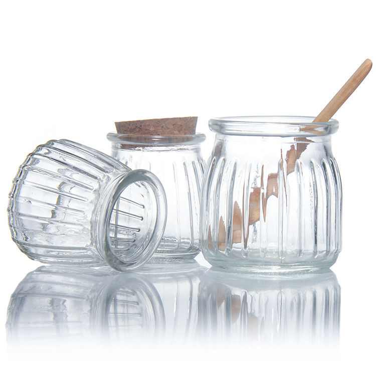 100 ml 200 ml mini redondo cristal claro leche yogur pudín tarro con tapones de madera