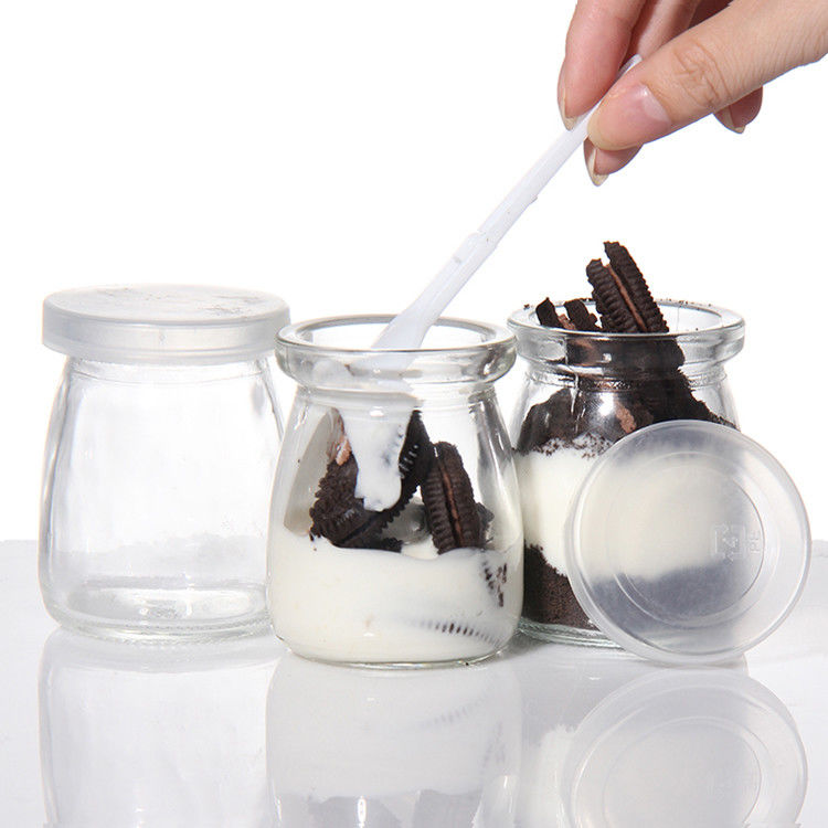 8 oz de botella de yogur de vidrio vacío Jarrón de pudín y botella de leche fresca con tapa de corcho