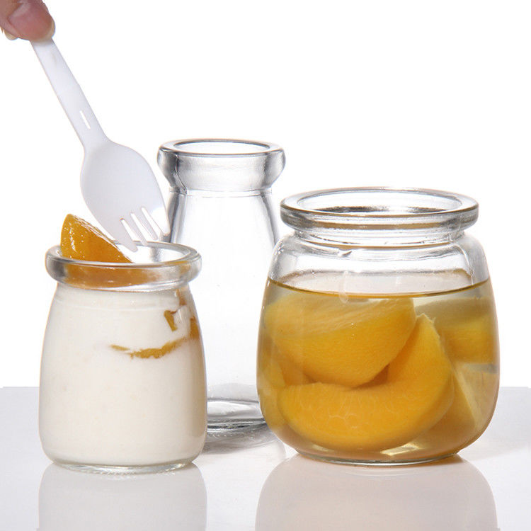 8 oz de botella de yogur de vidrio vacío Jarrón de pudín y botella de leche fresca con tapa de corcho