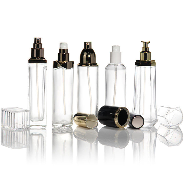 Crema facial Cosmética Botella de vidrio Aceite esencial Botella de 100 ml 150 ml con bomba de loción para envasar cosméticos