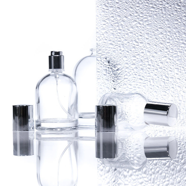 Lujo 30ml 50ml 100ml grueso murado cuadrado botellas redondas de vidrio de perfume con tapas de madera y cajas de diseño personalizado