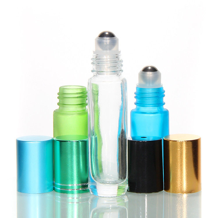 Nuevo rollo de aceite esencial botellas de vidrio bola de acero 10 ml botella de rollo de ámbar rollo en botella de perfume