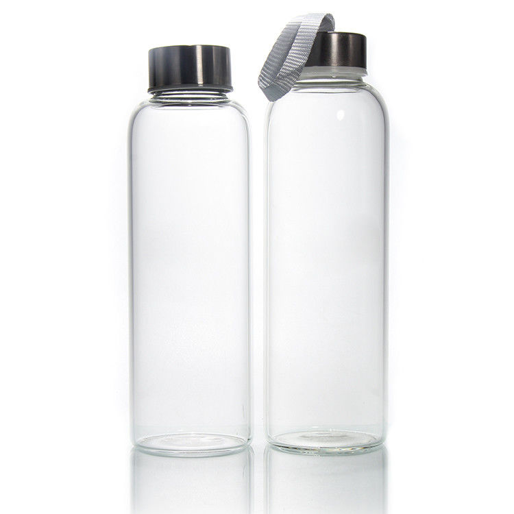 Botella de agua de vidrio de alto borosilicato con manga de silicona