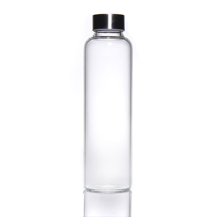 Nuevo diseño 350ml/500ml Botella de agua de vidrio de alto borosilicato con tapa de acero inoxidable