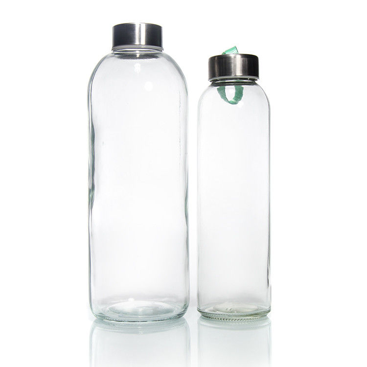 Nuevo diseño 350ml/500ml Botella de agua de vidrio de alto borosilicato con tapa de acero inoxidable