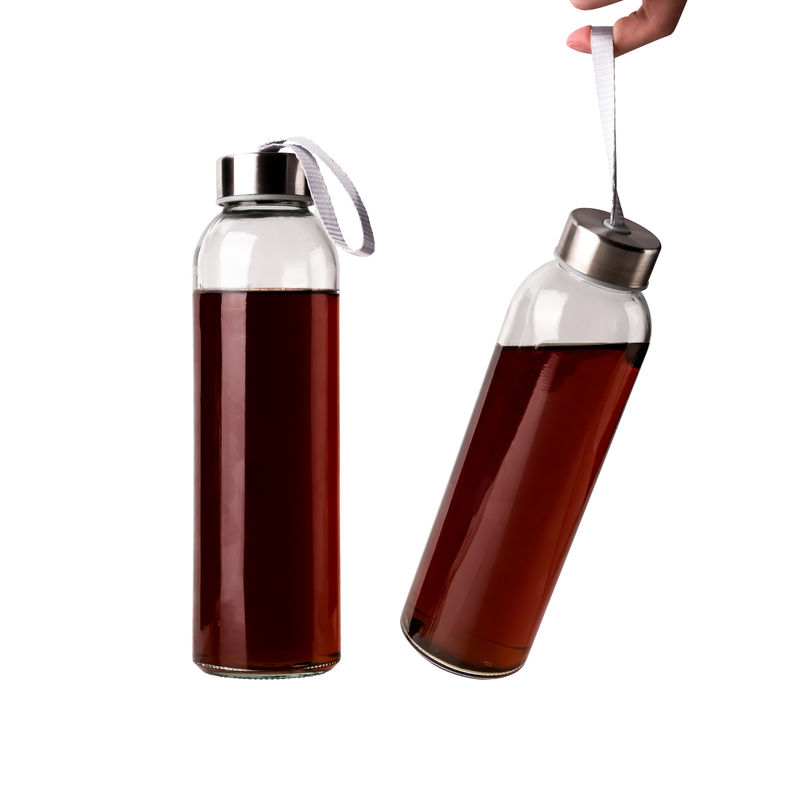 Botella de agua de vidrio de alto borosilicato con manga de silicona